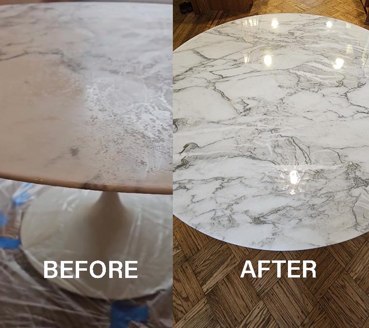 Expert Restoration of Iconic Knoll Marble Dining Tables by Stone Guys NY