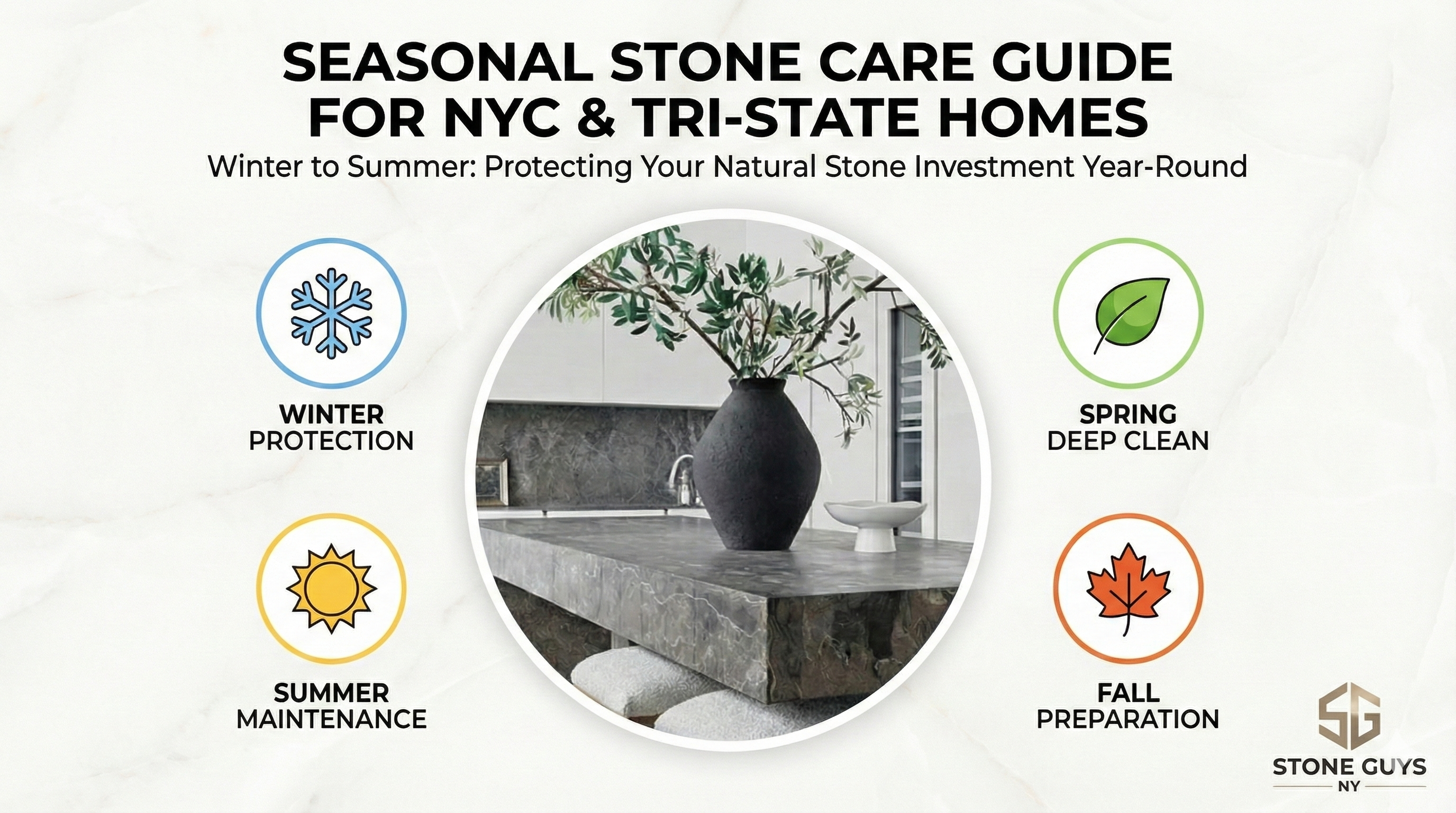 Seasonal Stone Care Guide for NYC & Tri-State Homes: Winter to Summer